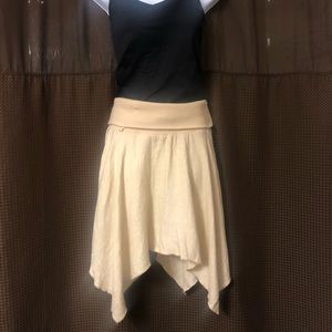 Tan Linen Drawstring Skirt